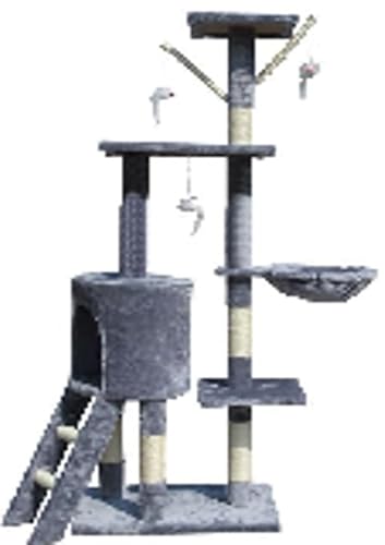 KATIDO Kratzbaum Katzenspielplatz 138 cm grau-blau von KATIDO