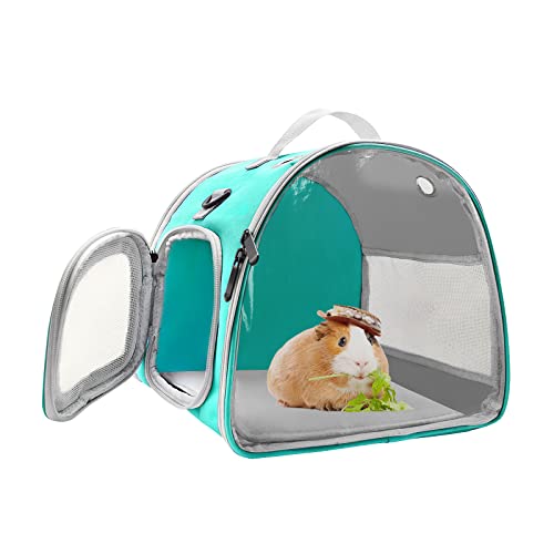 KATOLK Tragetasche für kleine Tiere, verbesserte tragbare Meerschweinchen-Tragetasche, transparente Hamster-Tragetasche, Reptilien-Ratten, Kaninchen, Zuckergleiter, Igel-Tragetasche für Reisen (Grün) von KATOLK