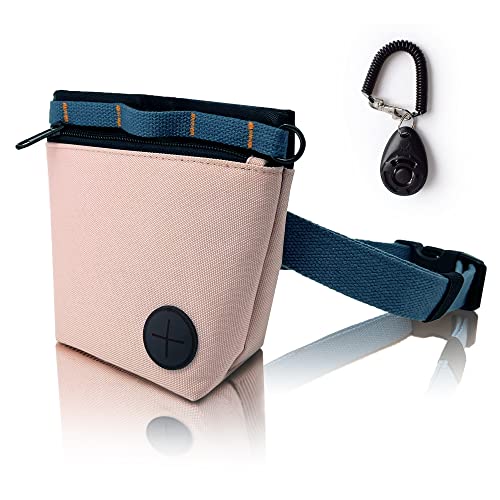 KATOZOO Leckerli-Tasche für Hunde mit Haustier-Trainings-Clicker, Hundetraining-Leckerli-Beutel-Set, Magnetverschluss, freihändiges Training (Rosa) von KATOZOO