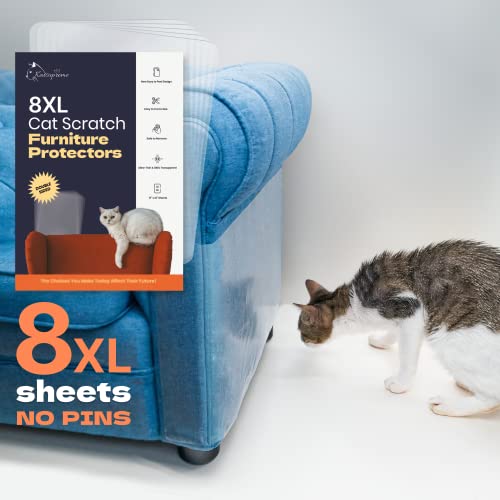 KatSupreme Kratzschutz für Katzen – 8XL Blätter, transparent (Fast unsichtbar), extra langlebig, leicht zu Personalisieren, rückstandsfreier Möbelschutz von KATSUPREME