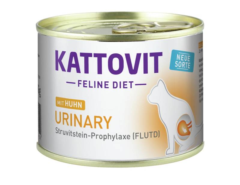 KATTOVIT Feline Diet Urinary 185g Dose Katzennassfutter Diätnahrung Sparpaket 24 x 185 Gramm mit Huhn