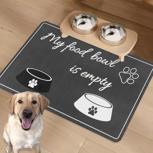 Hundefutter Matte Absorbierend Anti-Rutsch: Grau große Haustier Fütterung Matte 40x60cm personalisierte Gummi Katze Platzset für von KAZOLEN