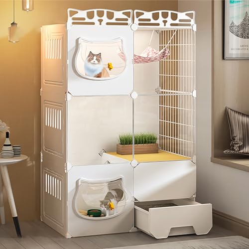 Katzenkäfige für den Innenbereich, Laufstall für Haustiere, mit unabhängiger Katzentoilette, mit frei zugänglicher Katzentür, leicht zu reinigen, großer Spielplatz, für 1–2 Katzen, Frettchen von KAZUP