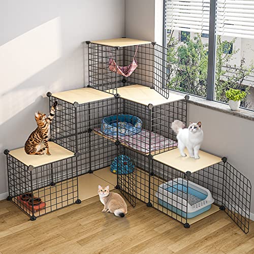 Katzenlaufstall – Frettchenkäfig, Katzengehege, Metalldrahtgitter, Aufbewahrung, Lagerkästen, Regale, modulares Bücherregal, Schrank, ideal für Zuhause, Wohnzimmer, Büro von KAZUP