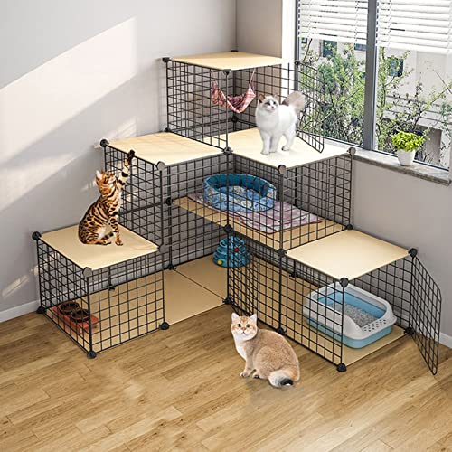 Katzenlaufstall – Frettchenkäfig, Katzengehege, Metalldrahtgitter, Aufbewahrung, Lagerkästen, Regale, modulares Bücherregal, Schrank, ideal für Zuhause, Wohnzimmer, Büro von KAZUP