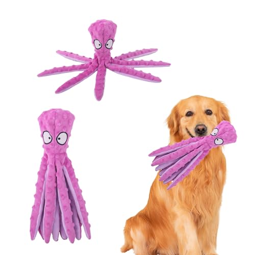 KBCYRT Octopus Hundespielzeug, Quietschendes Hundespielzeug, Lila Octopus Spielzeug, Weiches Welpenspielzeug, Keine Füllung Hundespielzeug, Octopus Plüsch, Knistern Hundespielzeug, Langlebiges von KBCYRT