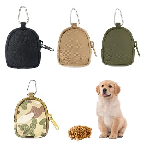 Leckerlibeutel für kleine Hunde, Welpen-Leckerli-Tasche, freihändige Hundeleckerli-Tasche mit Karabiner, Leckerli-Tasche für Hundetraining, Hundetraining, Hundetraining, Reisen, Camping, 4 Stück von KBCYRT