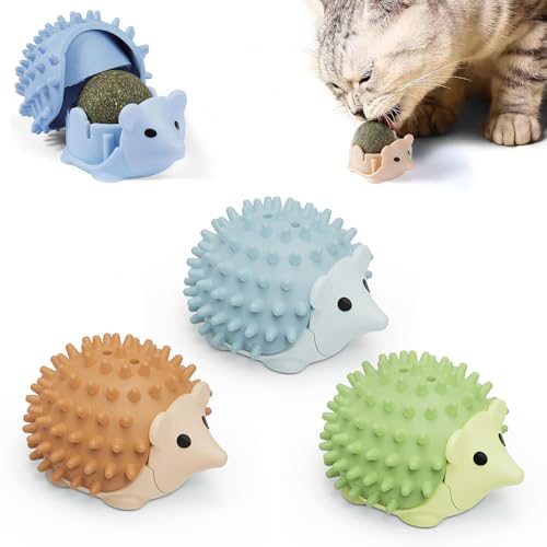 KBIBCK 3pcs Katzenminze Balls Spielzeug für Katze, Katzenminze Ball mit Aufbewahrungsdeckel 360°Drehbare, Katzenminze Ball Wand Drehbare Catnip Balls Katzenspielzeug Katzen Leckstein von KBIBCK