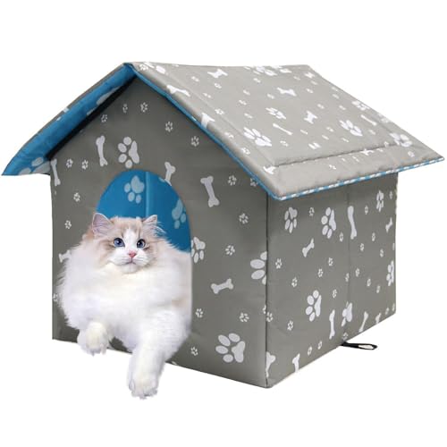 KBIBCK Katzenhaus für Draußen Winterfest, Winterfest Wasserdicht Katzenhöhle Katzenhaus, Faltbares Katzenhaus Outdoor, Pet Tierheim für Katzen, Hundehaus Tierheim für Streuner Haustiere, 45x43x40cm, L von KBIBCK