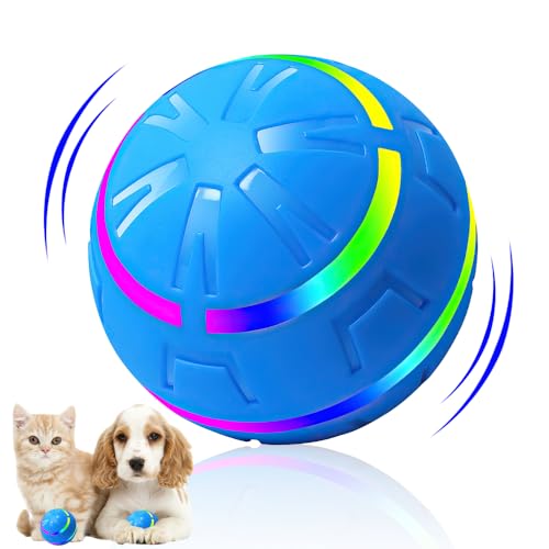 KBIBCK Selbstrollender Ball Hund, Automatisch Rollender Ball, Elektrisch Hundespielzeug Ball, USB Wiederaufladbar, Interaktives Hundespielzeug Ball with LED Lights für Kleine, Mittelgroße, Große Hunde von KBIBCK