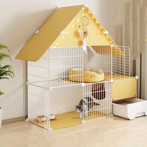 Großer Katzenkäfig, Katzenkäfige for den Innenbereich mit Katzentoilette, DIY-Katzenlaufstall, Übungsraum for 1–3 Katzen, Katzenhäuser und Eigentumswohnungen (Color : 111x39x110cm(44x15x47in)) von KCTOT