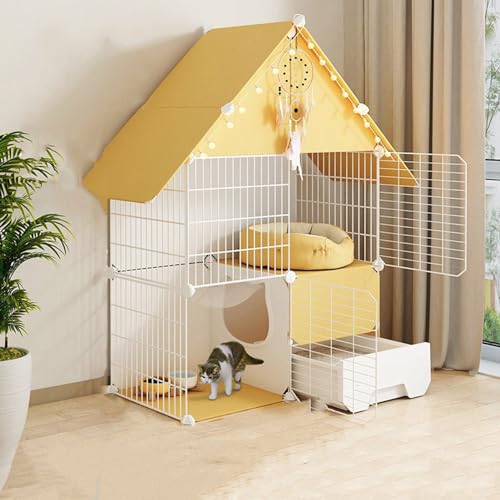 Großer Katzenkäfig, Katzenkäfige for den Innenbereich mit Katzentoilette, DIY-Katzenlaufstall, Übungsraum for 1–3 Katzen, Katzenhäuser und Eigentumswohnungen (Color : 75x39x110cm(30x15x47in)) von KCTOT