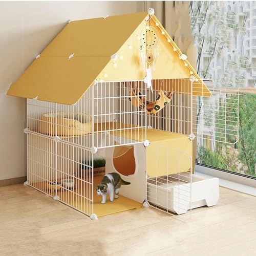 Großer Katzenkäfig, Katzenkäfige for den Innenbereich mit Katzentoilette, DIY-Katzenlaufstall, Übungsraum for 1–3 Katzen, Katzenhäuser und Eigentumswohnungen (Color : 75x75x110cm(30x30x47in).) von KCTOT