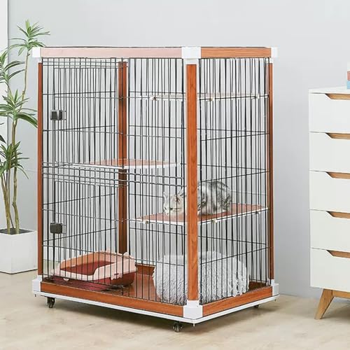 KCTOT 3-stöckiger Katzenkäfig-Laufstall for Katzen, DIY-Haustier-Katzenhüttengehege mit Tür, Innen- und Außenhaustier-Laufstall for 1–2 Katzen von KCTOT