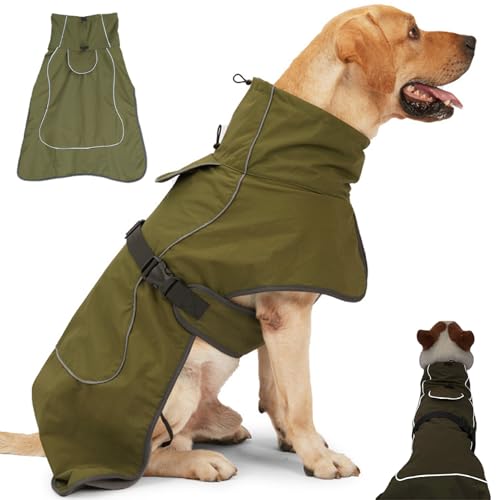 Hunde Wintermantel Hund verdickte Hochkragen Winterjacke mit reflektierenden Streifen Winddicht und wasserdicht Verstellbarer Hundebel mit Traktionsöffnung für 7,5-11 kg Hunde, Hund Winterjacke von KDAMGOQE