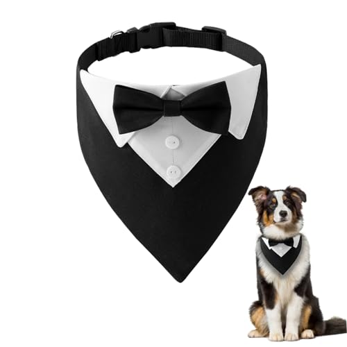 KDAMGOQE Hundefliege, süße Schwarze und weiße Fliege für Hunde, Polyester-Hundekrawatte mit 14-24 Verstellbarer Hals, dekorative Hundefliege für Hochzeit, Foto, formelle Anlässe, Fliegen für Hunde von KDAMGOQE