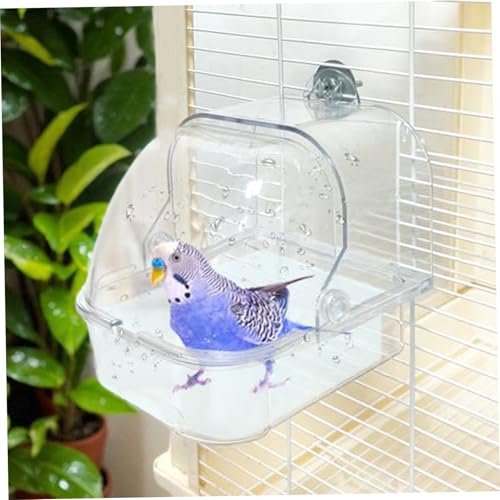 KDAMGOQE Vogelbad für Käfig Clear Cleaning Badewanne Vogelkäfigzubehör 3.9x5.5x4.7 Sittich Vogelbad Hängende Vogelbad Käfig mit Schubladen Design verhindern Flucht, Vogelbad Käfig, Slyet -Spielzeug von KDAMGOQE