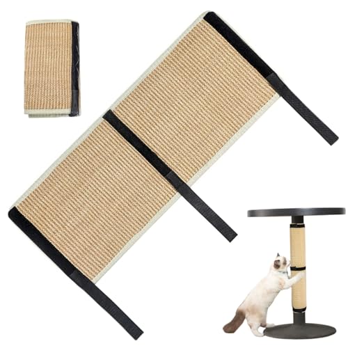 KDAMGOQE Katzenkratzmatte Kratzpad, 10x25 Zoll Leinenkatze Kratzmatte, Wiederverwendbare Sisal Cat Scratcher -Matte mit Bändern zum Schutz der Couchstuhlbeine & Teppich von KDAMGOQE