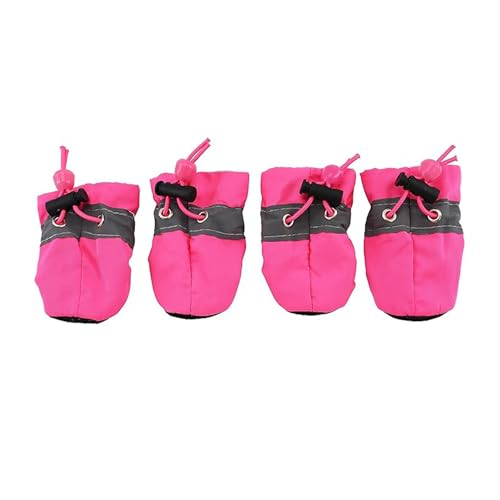 Weiche kleine Hundehuhe, 4pcs Winterstiefel für kleine Hunde, wasserdichte Hundestiefel Pfotenschutz, Welpenstiefel für kleine Hunde, mit gleitsamen Sohle Kätzchen (Rose, Größe 5), Welpenstiefel für von KDAMGOQE