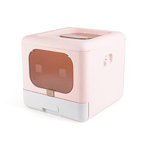 Pet Cat Faltbare Katzentoilette Vollständig geschlossene Anti-Splash-Toilette for Katzen Zweiwege mit Schaufel Großraum-Katzentoilette, Selbstreinigende Katzentoilette (Color : Pink, Size : A) von KDAWN