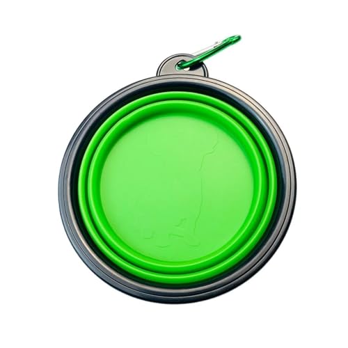 8 Farben Klapp Tragbare Silikon Schüssel for Hund Haustier Zubehör Reise Outdoor Hund Feeder Karabiner Katze Welpen Futter Wasser näpfe (Color : Green) von KDMOWHON