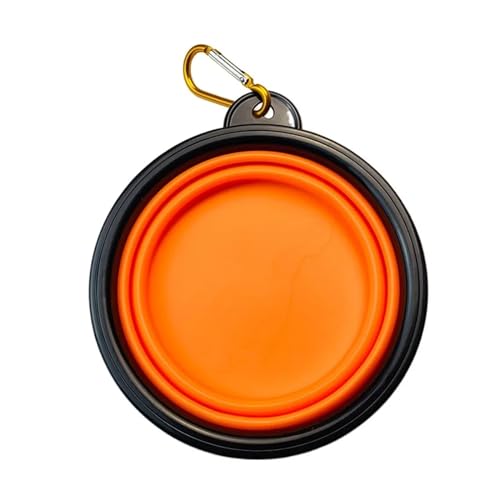 8 Farben Klapp Tragbare Silikon Schüssel for Hund Haustier Zubehör Reise Outdoor Hund Feeder Karabiner Katze Welpen Futter Wasser näpfe (Color : Orange) von KDMOWHON