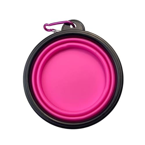 8 Farben Klapp Tragbare Silikon Schüssel for Hund Haustier Zubehör Reise Outdoor Hund Feeder Karabiner Katze Welpen Futter Wasser näpfe (Color : Pink) von KDMOWHON