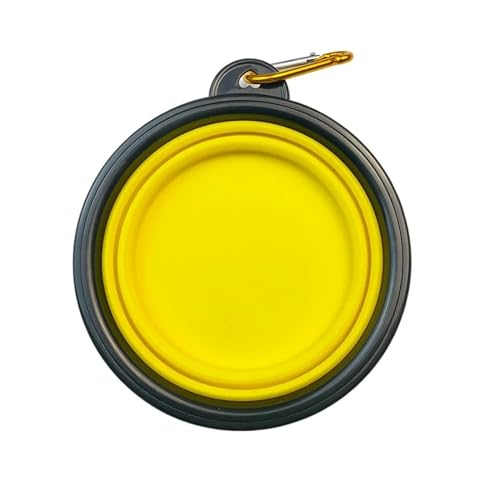 8 Farben Klapp Tragbare Silikon Schüssel for Hund Haustier Zubehör Reise Outdoor Hund Feeder Karabiner Katze Welpen Futter Wasser näpfe (Color : Yellow) von KDMOWHON