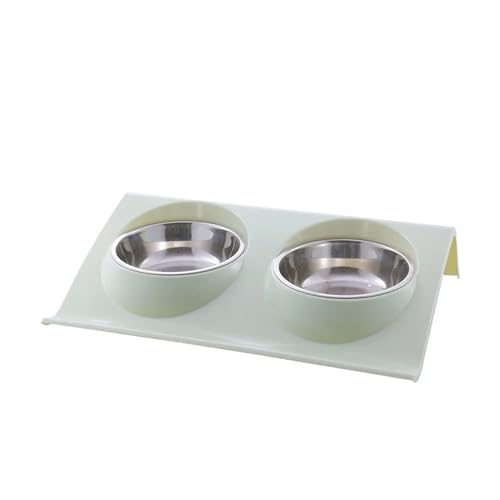 Doppelte Schüsseln Haustier Hund Katze Futterstation Edelstahl Wasser Futternäpfe Feeder Lösung for Hunde Katzen Lieferungen (Color : Green, Size : L) von KDMOWHON