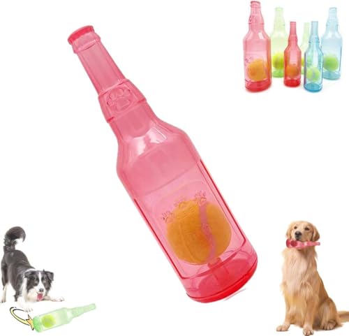 Tennis-Hunde-Kauspielzeugflasche, Gummi-Wasserflasche, Hundespielzeug mit Tennisball, Kau- und Spielflaschenspielzeug, weich und langlebig, Zähneknirschen, Zähne putzen von KDOFIO