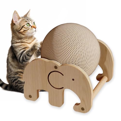 KDXYSL Kratzball, Sisal Ball Katze Kratzbrett, Langeweile Linderung Spielzeug, Mit Katze Loch Design, Unterstützung Bord, Vertikale tragbare Katze Kratzball, Natürliche hölzerne Gesundheit von KDXYSL