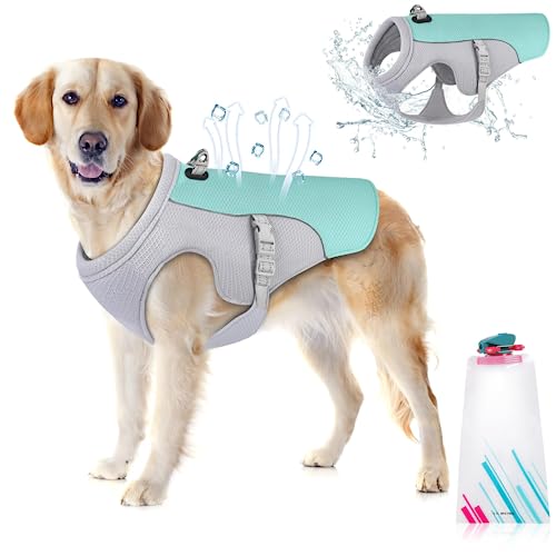 Hundekühlweste Atmungsaktives Mesh Hundejacke Sommer Cooler und Komfortabler Hundemantel Verstellbar Mit Reflektierendem Streifen Haustierkleidung Geeignet für Große Mittlere und Kleine Hunde von KEAGAN