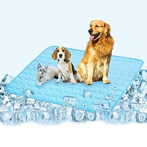 Kühlmatte Hunde Katzen Haustiere - Kältematte zur Regulierung der Körpertemperatur - Kälte Hundematte Kühlkissen Pad - Selbstkühlend große Größe Kühlmatte für Hunde/Katzen(100 * 70cm) von KEAGAN