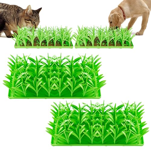 Silikon-Grasmatte für Katzen, Grünes Gras Silikon Slow Food Matte,Schnüffelmatte für Hunde Katzen rutschfestes Slow Food Pad 36,1 X 16,9 cm Interaktive Rutschfestes Haustierfütterungsmatte von KEAGAN