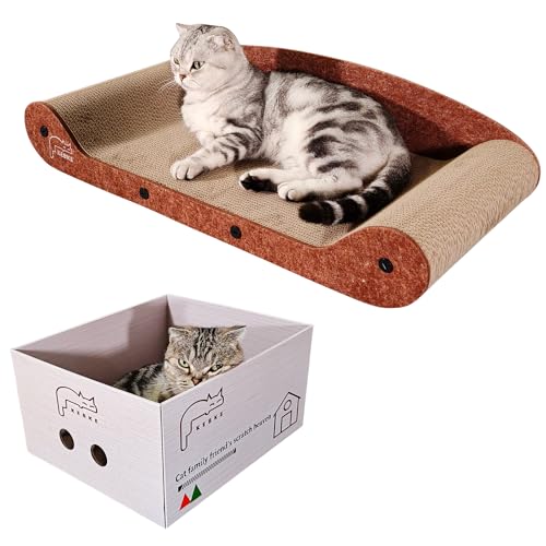 Katzenkratz-Lounge mit Kratzbrett Box für Indoor-Katzen (L-66.0 cm) von KEBKE