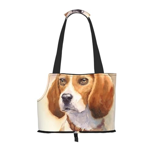 Aquarell Beagle Kopf, Weiche Reise-Tragetasche für Haustiere, Handtasche, tragbare Schultertasche für kleine Haustiere von KEDDJI