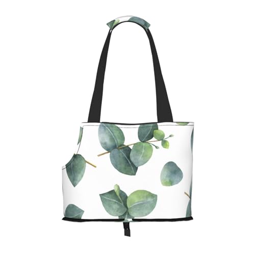 Aquarell Eukalyptus Blätter Zweige, Weiche Reise-Tragetasche für Haustiere, Handtasche, tragbare Schultertasche für kleine Haustiere von KEDDJI