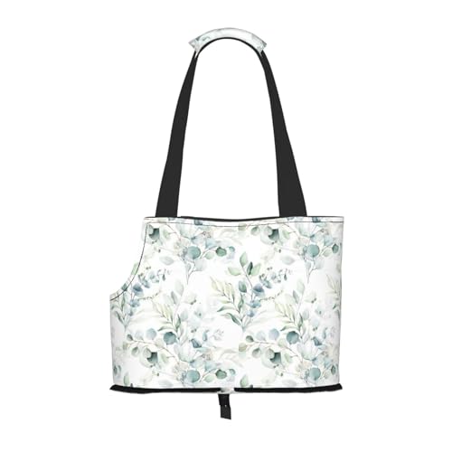 Aquarell Grünes Blumenblatt Eukalyptus Runde Blätter Saftig, Weiche Reise-Tragetasche für Haustiere, Handtasche, tragbare Schultertasche für kleine Haustiere von KEDDJI