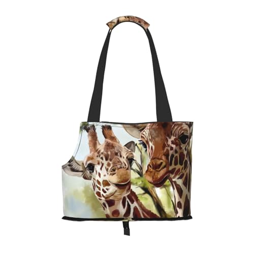 Aquarell Hirsch Giraffe, Weiche Reise-Tragetasche für Haustiere, Handtasche, tragbare Schultertasche für kleine Haustiere von KEDDJI