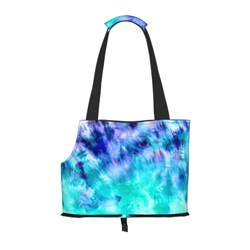 Aquarell Petrol Blau Tie Dye, Weiche Reise-Tragetasche für Haustiere, Handtasche, tragbare Schultertasche für kleine Haustiere von KEDDJI