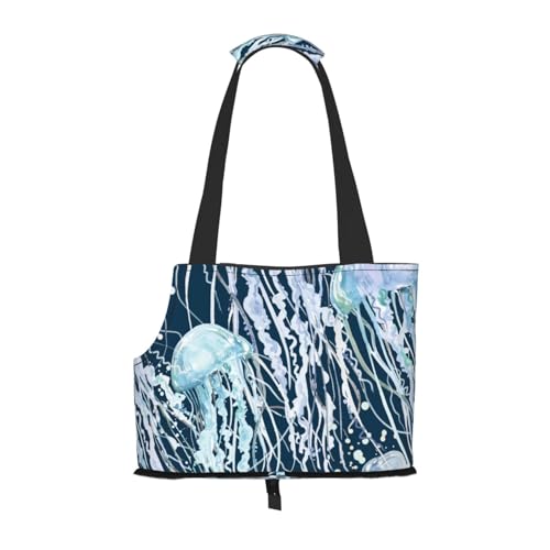 Aquarell Quallen Nahtlose Muster, Weiche Reise-Tragetasche für Haustiere, Handtasche, tragbare Schultertasche für kleine Haustiere von KEDDJI