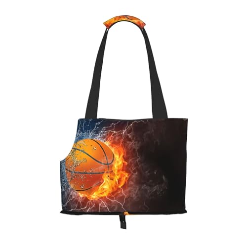 Basketball Ball auf Feuer und Wasser, Weiche Reise-Tragetasche für Haustiere, Handtasche, tragbare Schultertasche für kleine Haustiere von KEDDJI