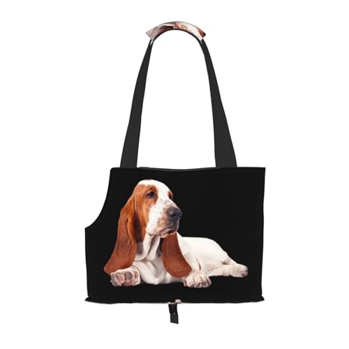 Basset Hound Hund, Weiche Reise-Tragetasche für Haustiere, Handtasche, tragbare Schultertasche für kleine Haustiere von KEDDJI