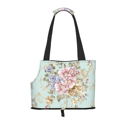 Blume Aquarell Blumen Frühling, Weiche Reise-Tragetasche für Haustiere, Handtasche, tragbare Schultertasche für kleine Haustiere von KEDDJI