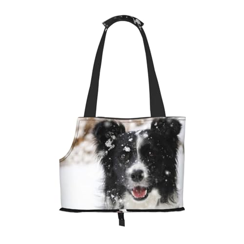 Border Collie Schneehund, Weiche Reise-Tragetasche für Haustiere, Handtasche, tragbare Schultertasche für kleine Haustiere von KEDDJI