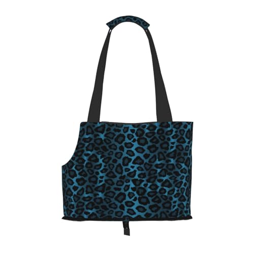 Cooler blauer Leoparden-Tierdruck, Weiche Reise-Tragetasche für Haustiere, Handtasche, tragbare Schultertasche für kleine Haustiere von KEDDJI