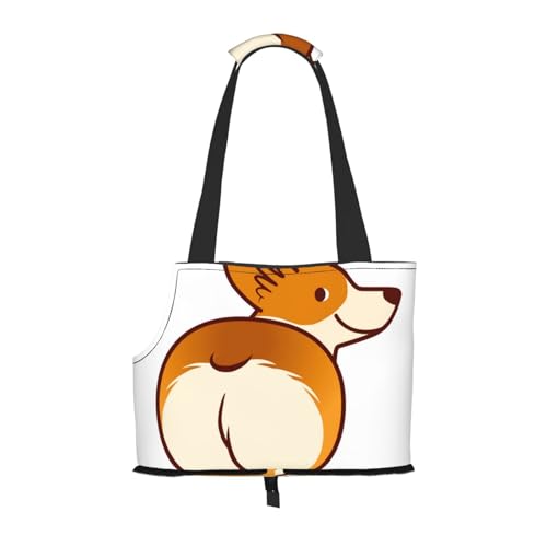 Corgi Hund Lustiger Hintern, Weiche Reise-Tragetasche für Haustiere, Handtasche, tragbare Schultertasche für kleine Haustiere von KEDDJI