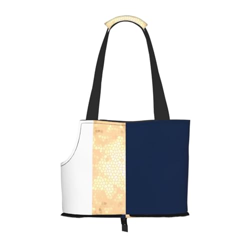 Eleganter Faux Gold Navy Blau Weiß Streifen Akzent, Weiche Reise-Tragetasche für Haustiere, Handtasche, tragbare Schultertasche für kleine Haustiere von KEDDJI