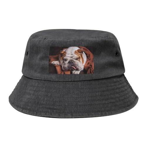 Englische Bulldoggen Maulkorb Haustiere Schlafende Hunde, Bucket Hat Erwachsene Fischerhut Läufermütze Fischerhüte Sonnenhut von KEDDJI