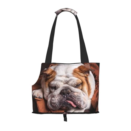 Englische Bulldoggen Maulkorb Haustiere Schlafende Hunde, Weiche Reise-Tragetasche für Haustiere, Handtasche, tragbare Schultertasche für kleine Haustiere von KEDDJI